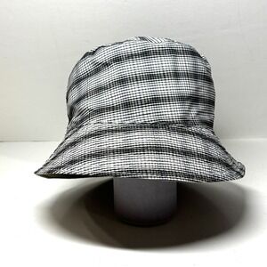 Bucket Hat Unisex OS Black White Plaid Gingham Adjustable Beach Summer Preppy